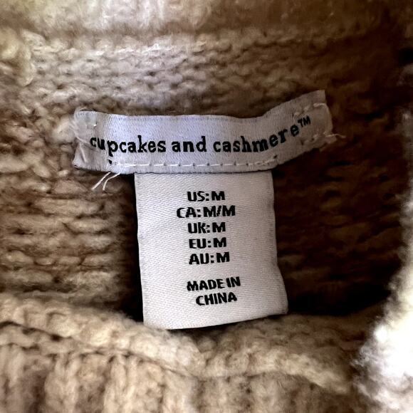 Cupcakes and Cashmere Sweater Women Medium Beige Knit Fair Isle Knit Pullover - Picture 3 of 12